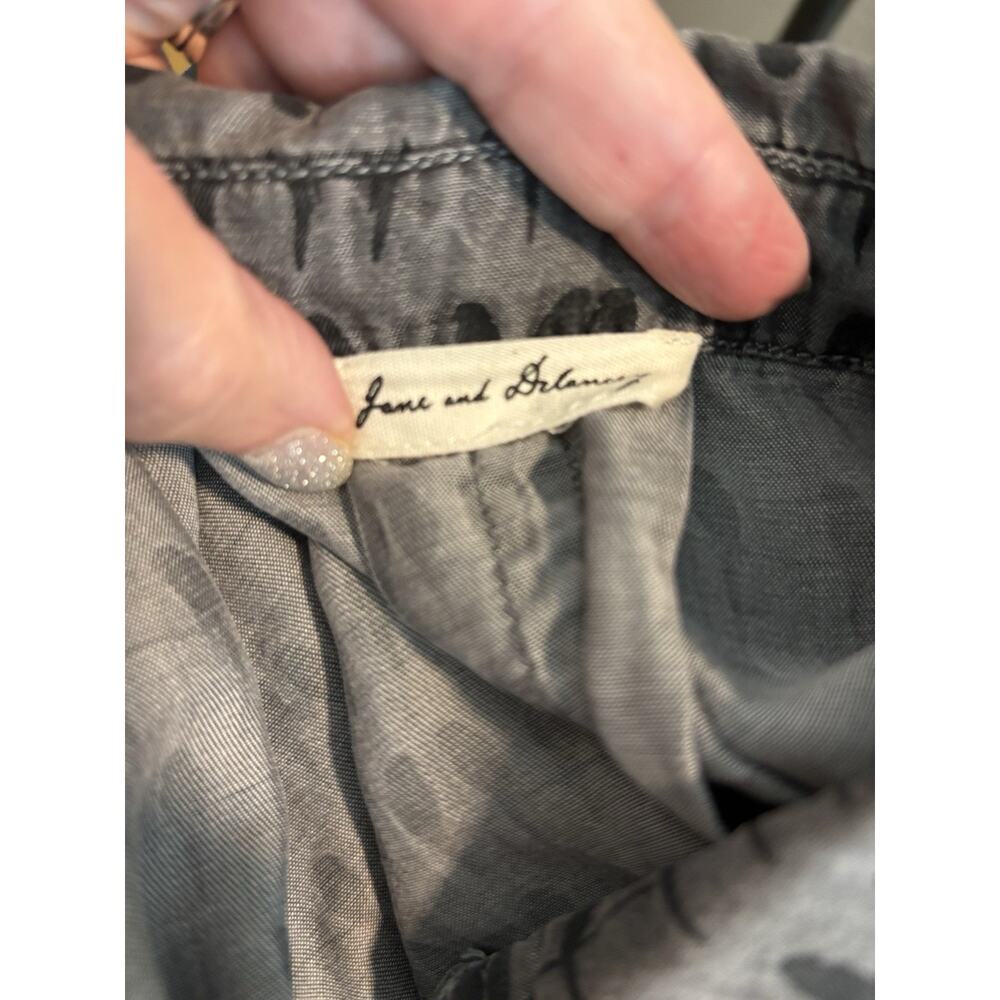 Jane + Delancey Lyocell Bird Print Long Sleeve Roll Tab Button-Up Shirt Top L - Picture 3 of 5